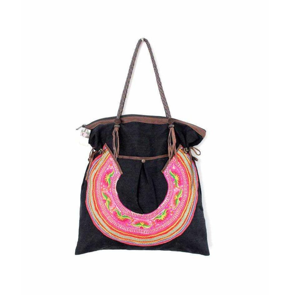 Upcycled Hmong Jacket Tote Bag - Thailand Bags La Vie Bien Upcycled Hmong Jacket Tote Bag - Thailand