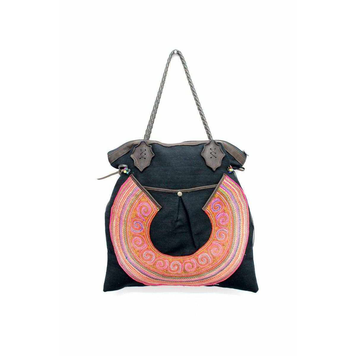 Upcycled Hmong Jacket Tote Bag - Thailand Bags La Vie Bien Upcycled Hmong Jacket Tote Bag - Thailand