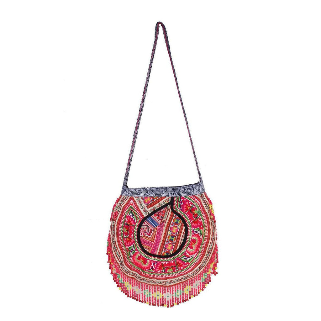 Upcycled Hmong Jacket with Beads Textile One of a Kind Crossbody Bag - Thailand Bags La Vie Bien Upcycled Hmong Jacket with Beads Textile One of a Kind Crossbody Bag - Thailand