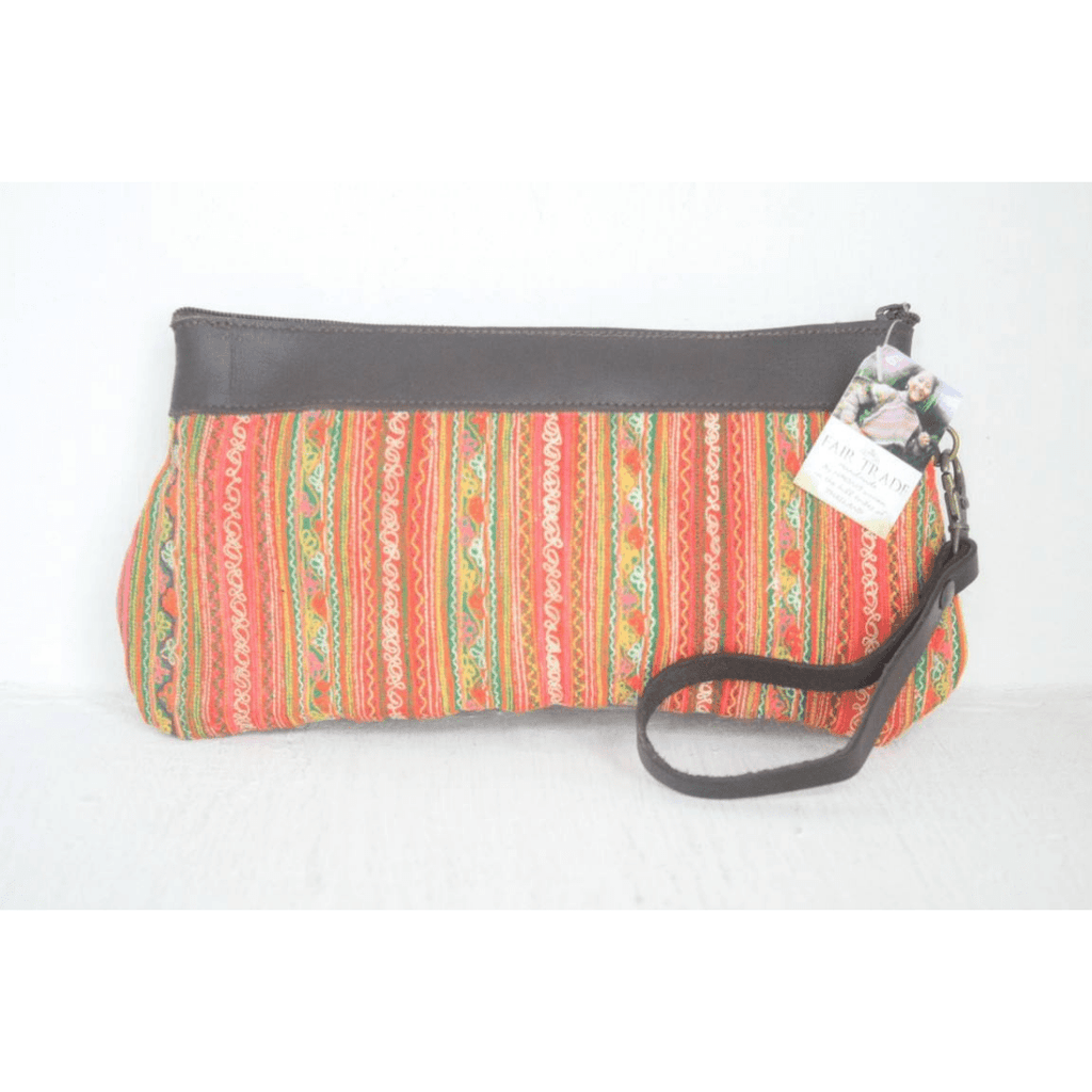 Upcycled Hmong Leather Cuff Wristlet - Thailand Bags La Vie Bien Upcycled Hmong Leather Cuff Wristlet - Thailand