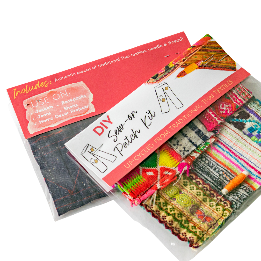 Upcycled Hmong Textile Fabric DIY Patch Kit - Thailand Apparel La Vie Bien Upcycled Hmong Textile Fabric DIY Patch Kit - Thailand