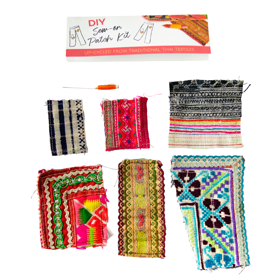 Upcycled Hmong Textile Fabric DIY Patch Kit - Thailand Apparel La Vie Bien Upcycled Hmong Textile Fabric DIY Patch Kit - Thailand
