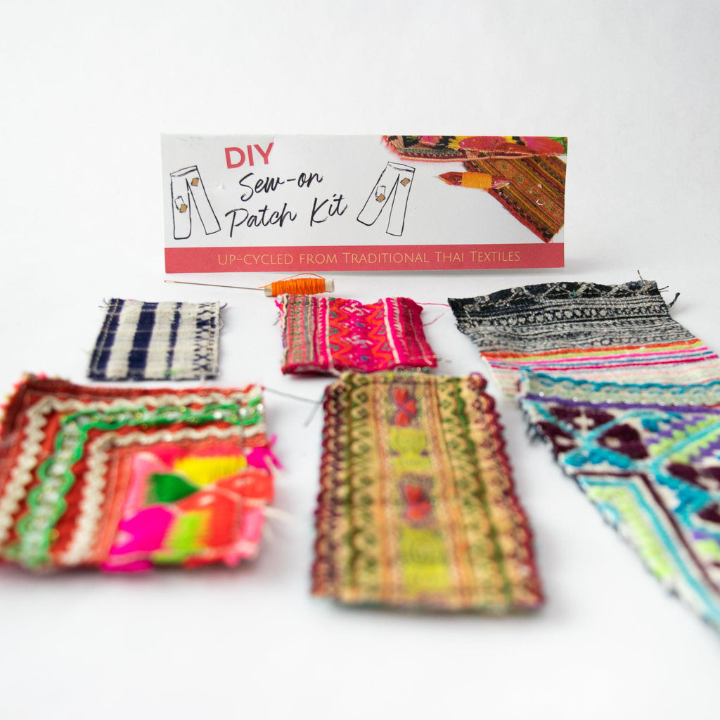Upcycled Hmong Textile Fabric DIY Patch Kit - Thailand Apparel La Vie Bien Upcycled Hmong Textile Fabric DIY Patch Kit - Thailand