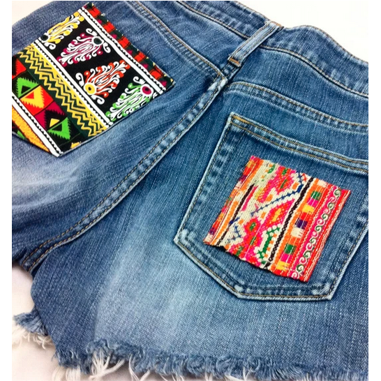 Upcycled Hmong Textile Fabric DIY Patch Kit - Thailand Apparel La Vie Bien Upcycled Hmong Textile Fabric DIY Patch Kit - Thailand