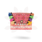 Upcycled Hmong Vintage Fabric Clutch with Tassels & Bells - Thailand Bags La Vie Bien Upcycled Hmong Vintage Fabric Clutch with Tassels & Bells - Thailand