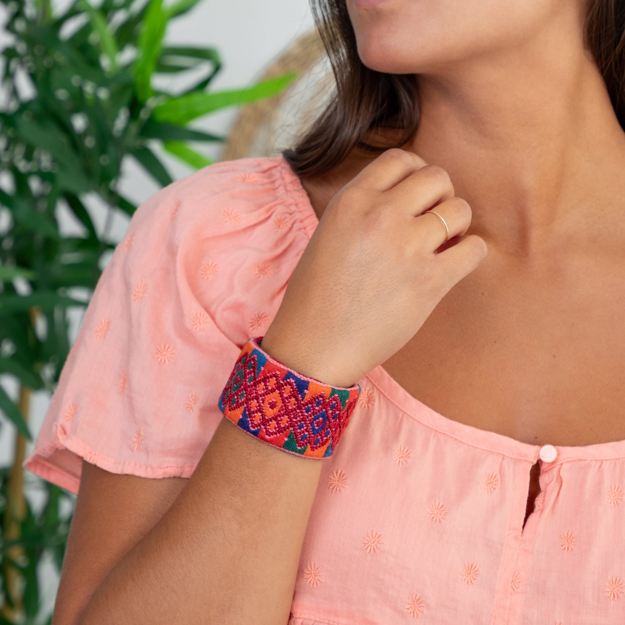 Upcycled Huipil Cuff Bracelets - Fashion La Vie Bien Upcycled Huipil Cuff