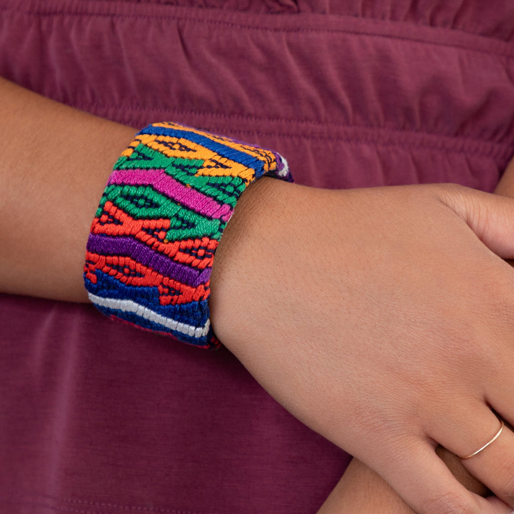 Upcycled Huipil Cuff Bracelets - Fashion La Vie Bien Upcycled Huipil Cuff