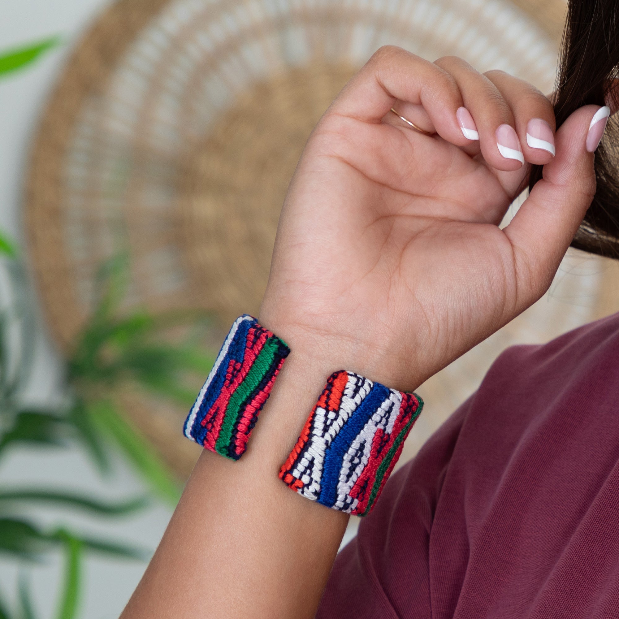 Upcycled Huipil Cuff Bracelets - Fashion La Vie Bien Upcycled Huipil Cuff