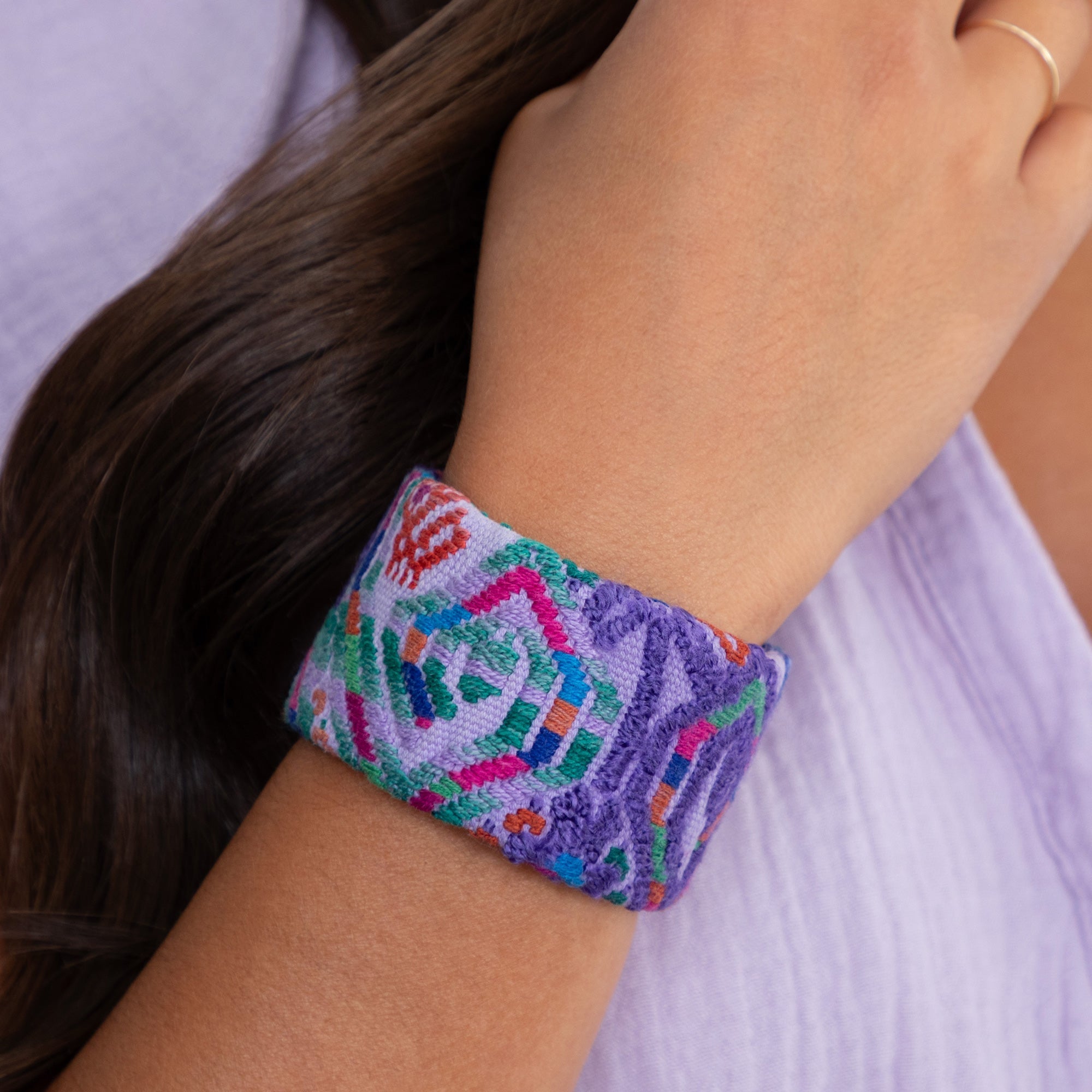 Upcycled Huipil Cuff Bracelets - Fashion La Vie Bien Upcycled Huipil Cuff