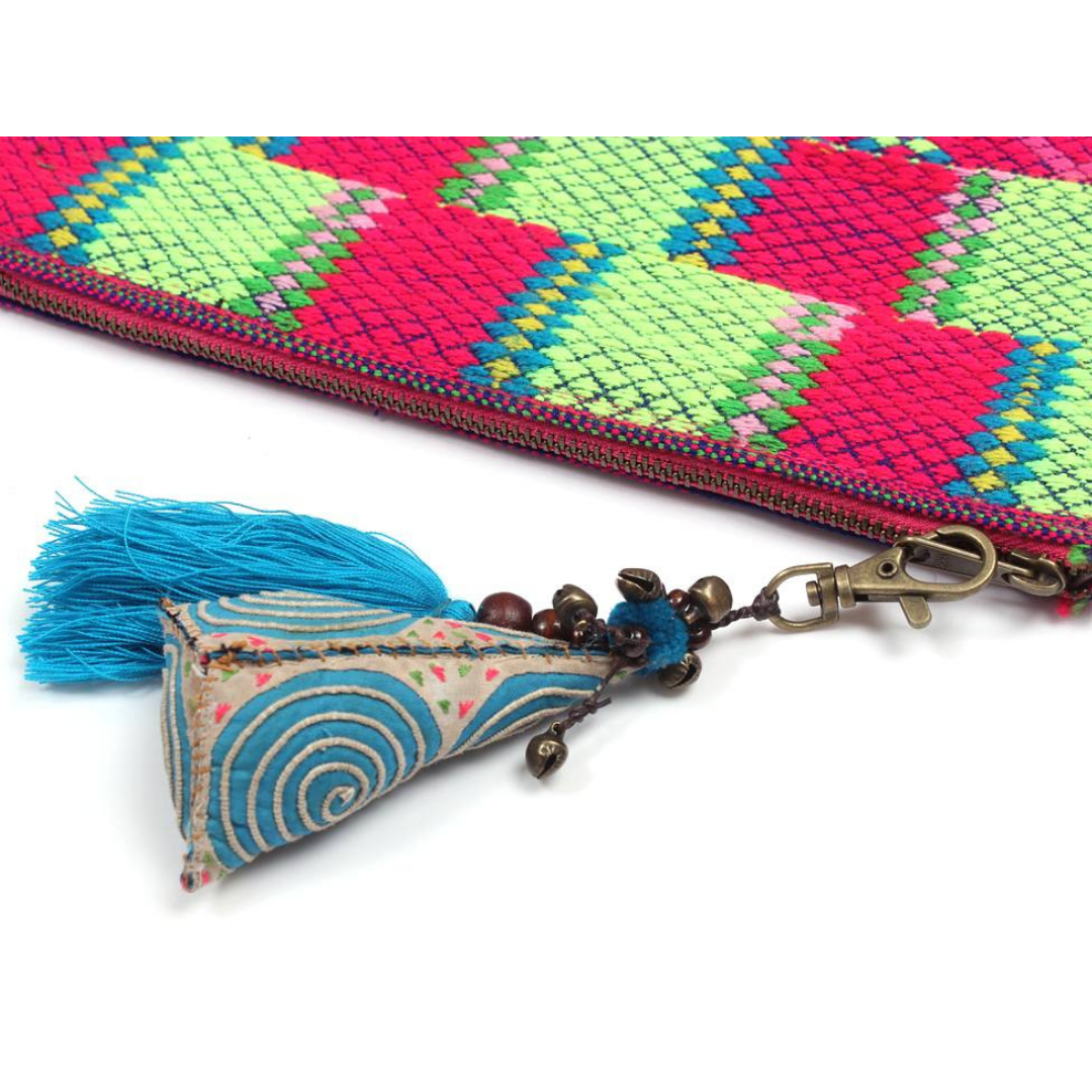 Upcycled Karen Vintage Fabric Clutch Bag - Thailand Bags La Vie Bien Upcycled Karen Vintage Fabric Clutch Bag - Thailand