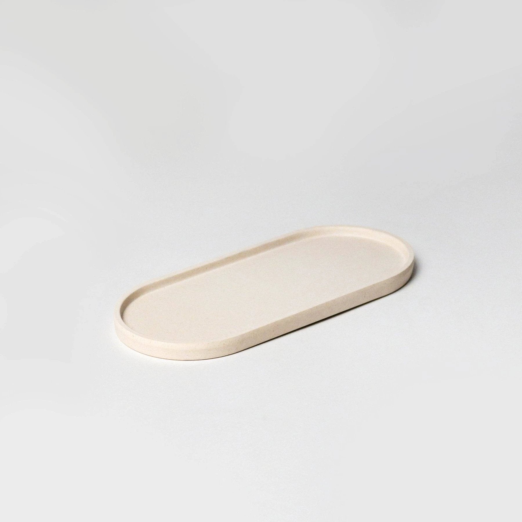 Upcycled Oval Tray: Bamboo Fibre White