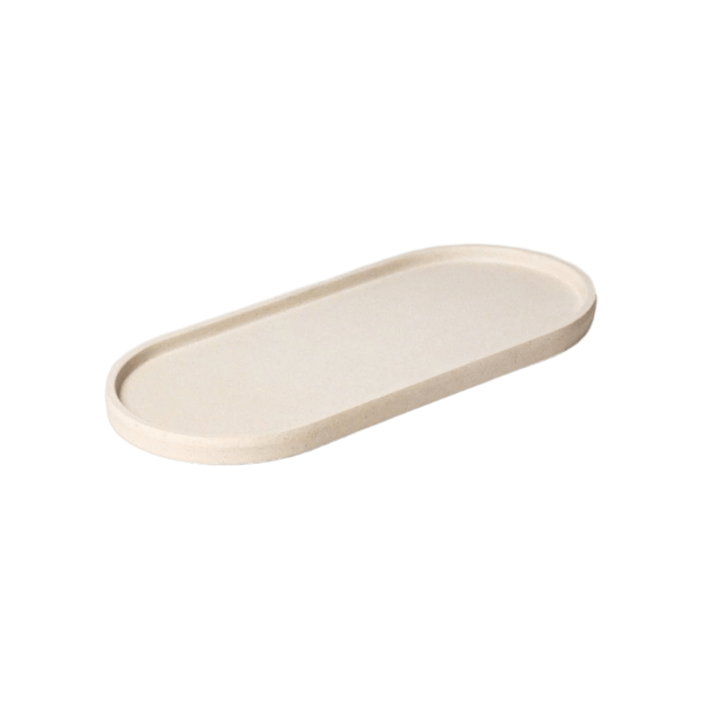 Upcycled Oval Tray: Bamboo Fibre White