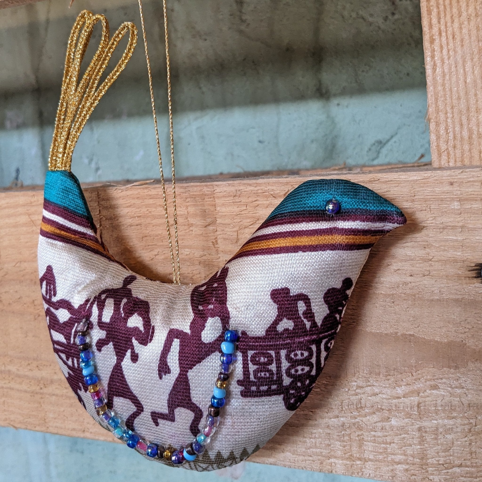 Upcycled Saree Bird Ornaments
