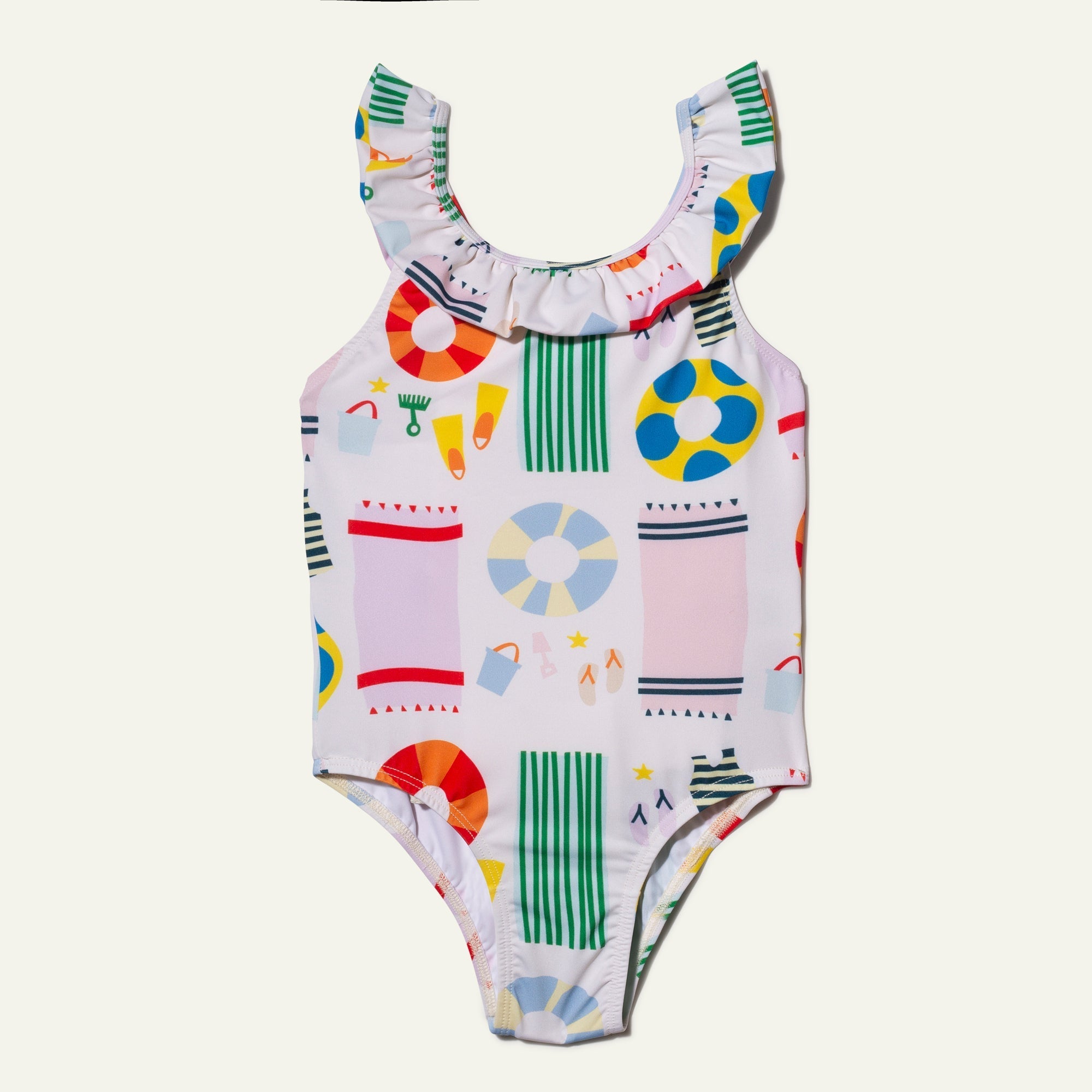 UPF 50+ Recycled Polyester Beach Kid Ruffle Swimsuit Swimsuit La Vie Bien UPF 50+ Recycled Polyester Beach Kid Ruffle Swimsuit