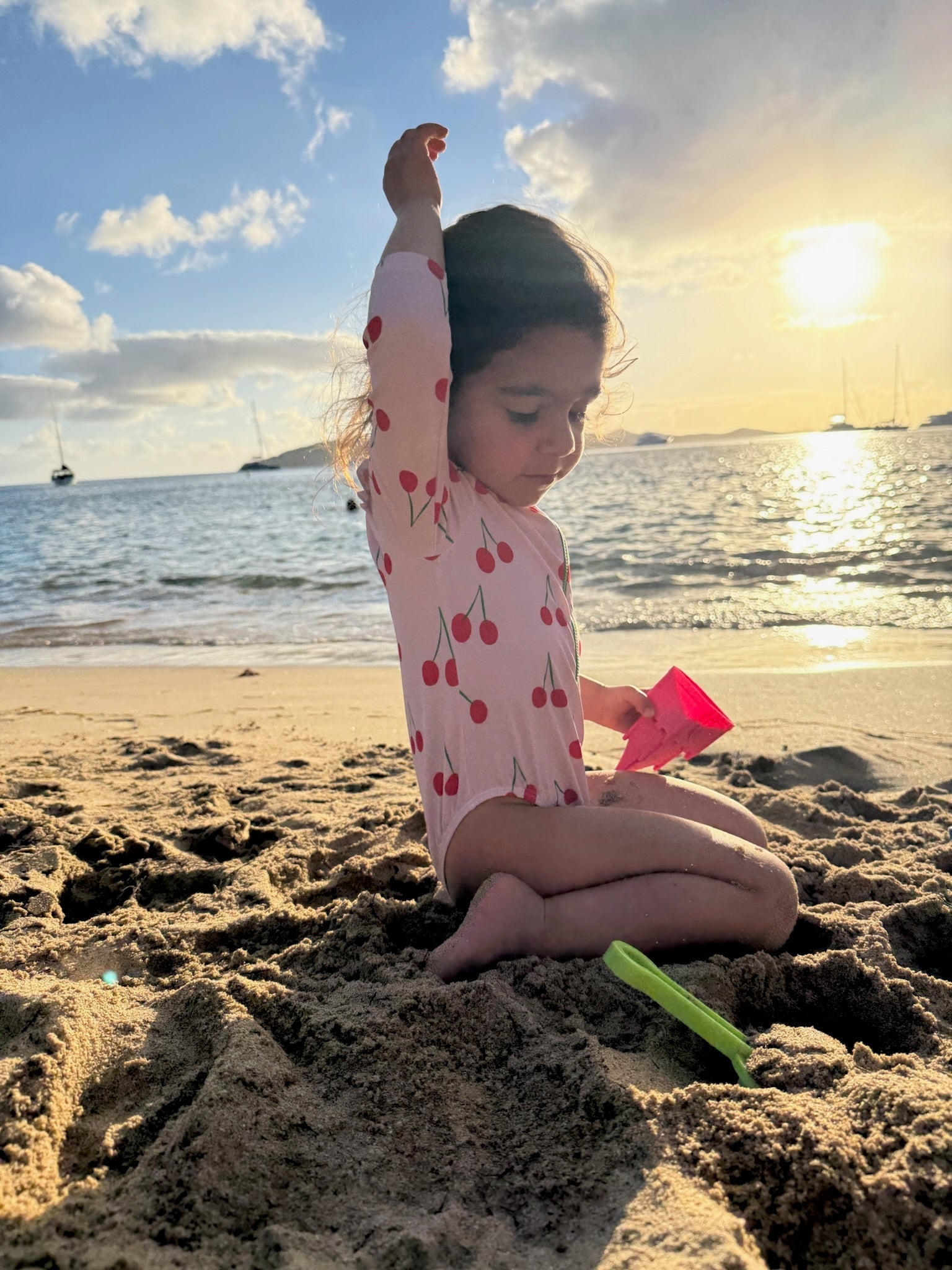 UPF 50+ Recycled Polyester Cherry Kid Zipped Rashguard Onepiece Swimsuit La Vie Bien UPF 50+ Recycled Polyester Cherry Kid Zipped Rashguard Onepiece