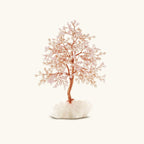 Uplifting Endearment Rose Quartz & Pearl Feng Shui Tree on White Quartz by Karma and Luck