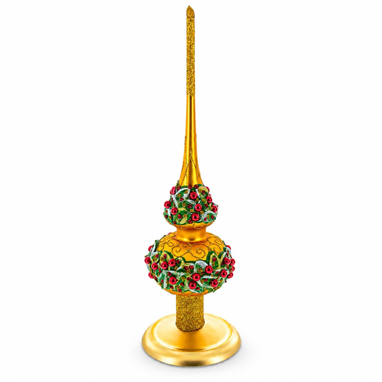 Upright Gold Metal Christmas Tree Topper Finial Stand Display Stand 7.2 Inches Ornament Stands > Tree Topper Stands La Vie Bien Upright Gold Metal Christmas Tree Topper Finial Stand Display Stand 7.2 Inches