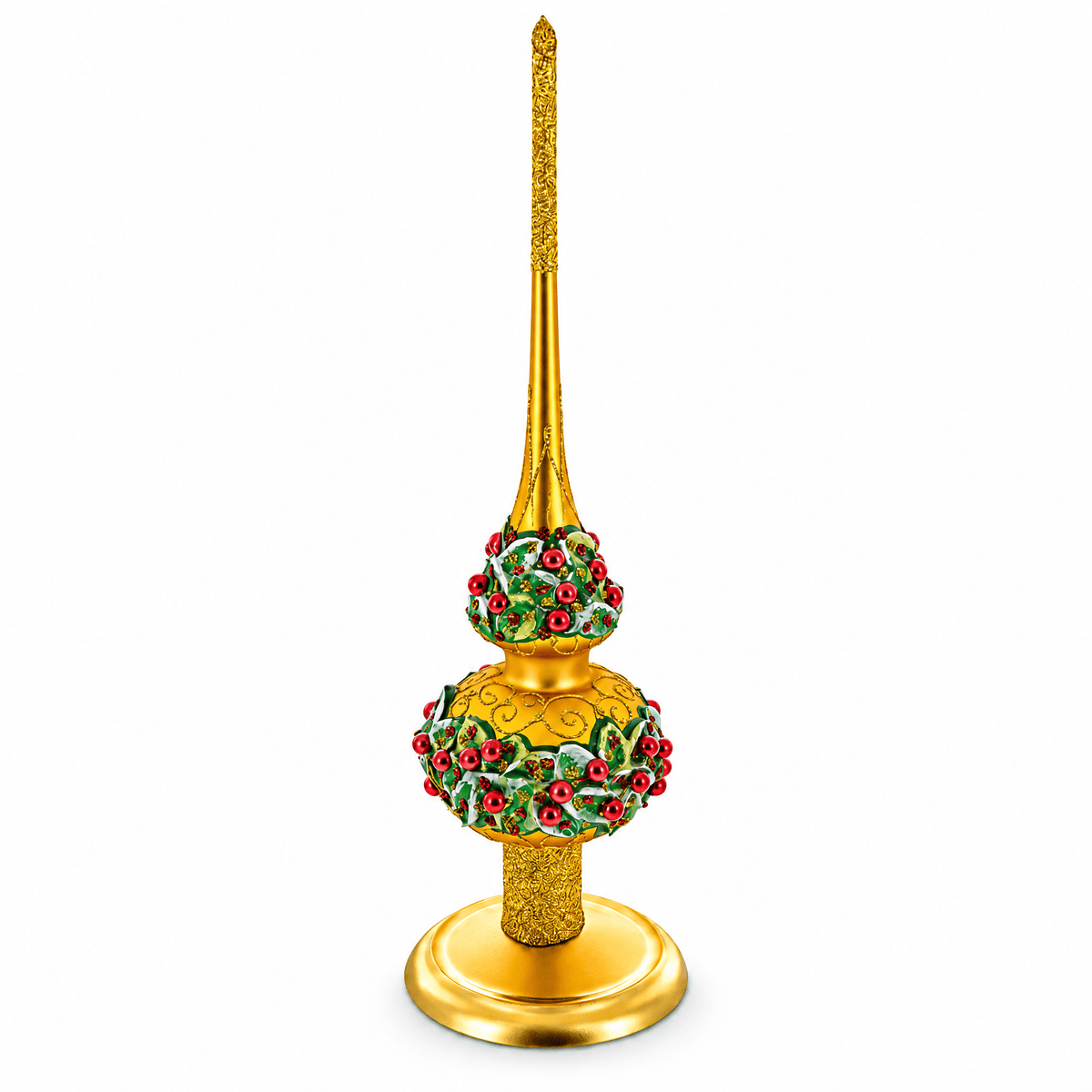Upright Gold Metal Christmas Tree Topper Finial Stand Display Stand 7.2 Inches Ornament Stands > Tree Topper Stands La Vie Bien Upright Gold Metal Christmas Tree Topper Finial Stand Display Stand 7.2 Inches
