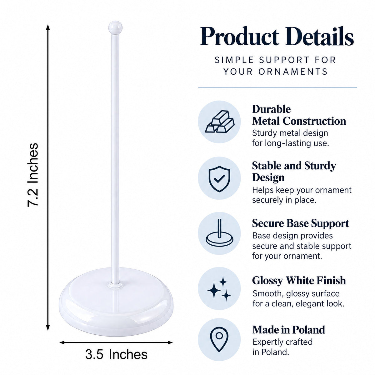 Upright White Metal Christmas Tree Topper Finial Stand Display Stand 7.2 Inches Ornament Stands > Tree Topper Stands La Vie Bien Upright White Metal Christmas Tree Topper Finial Stand Display Stand 7.2 Inches