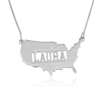USA Map Necklace With Name La Vie Bien USA Map Necklace With Name
