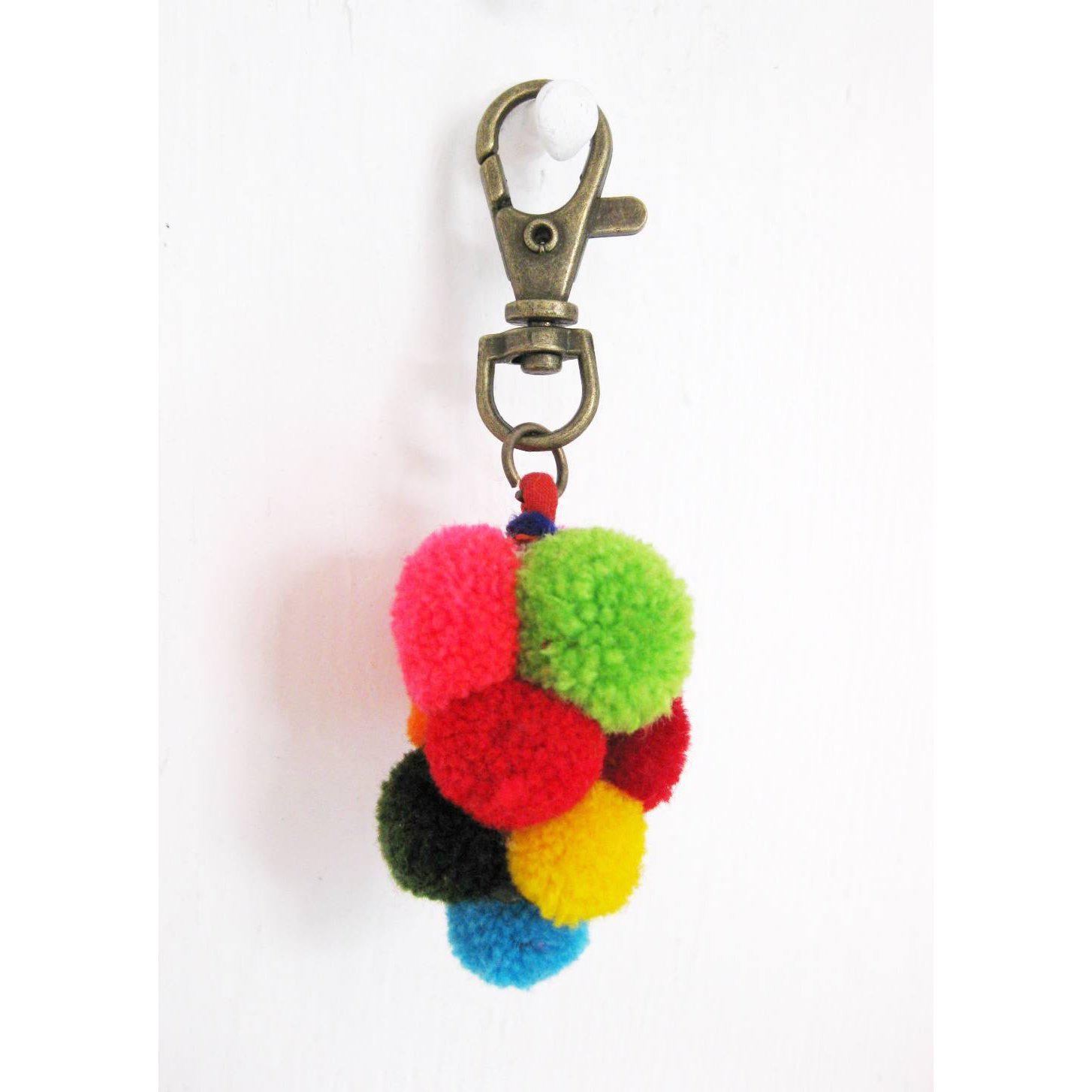 Uva Pompom Cluster Multicolor Boho Bag Charm | Zipper Pull - Thailand Zipper Pulls La Vie Bien Uva Pompom Cluster Multicolor Boho Bag Charm | Zipper Pull - Thailand