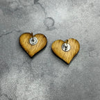 Valentine Red Heart Earrings, Wood Stud Earrings