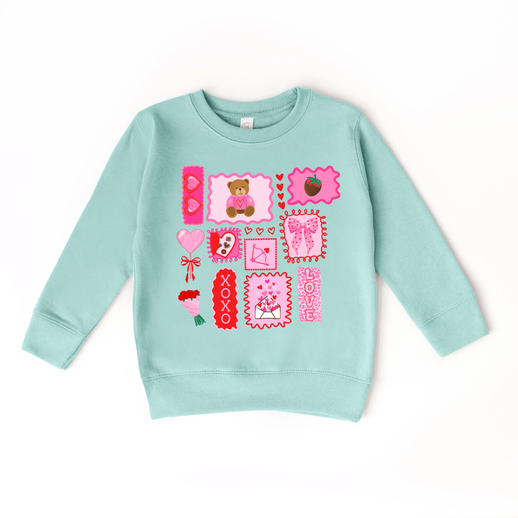 Valentine's Day Doodles XOXO toddler and youth Sweater, Valentine's Day collection by Benny and Ray Apparel