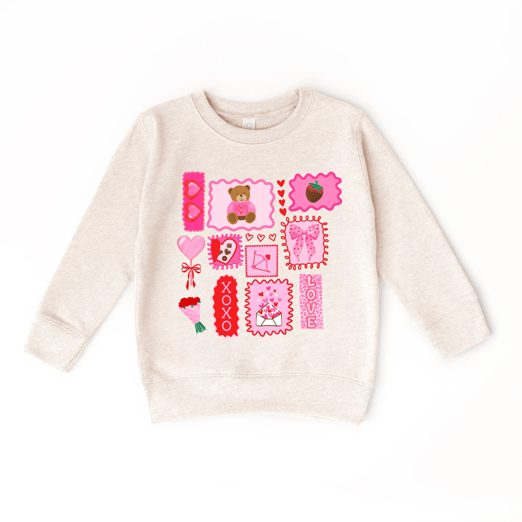 Valentine's Day Doodles XOXO toddler and youth Sweater, Valentine's Day collection by Benny and Ray Apparel