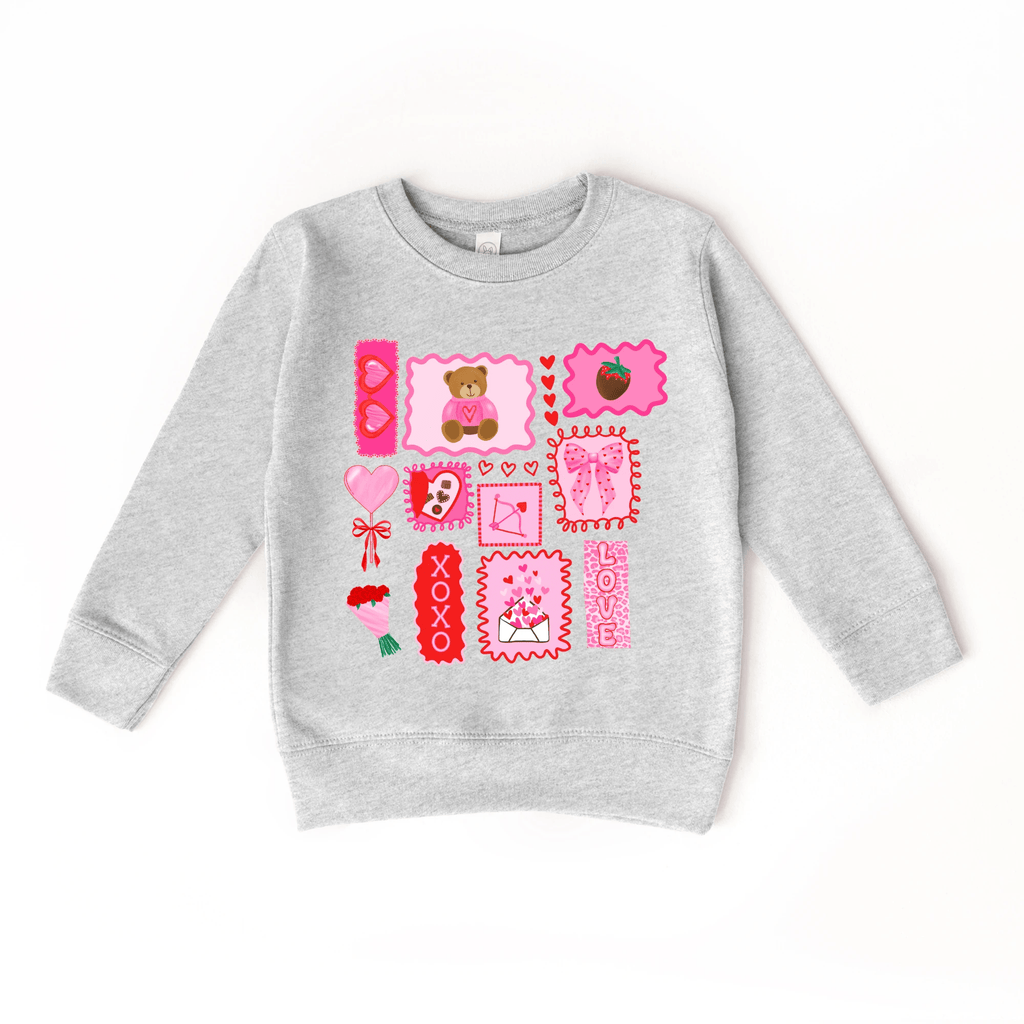 Valentine's Day Doodles XOXO toddler and youth Sweater, Valentine's Day collection by Benny and Ray Apparel