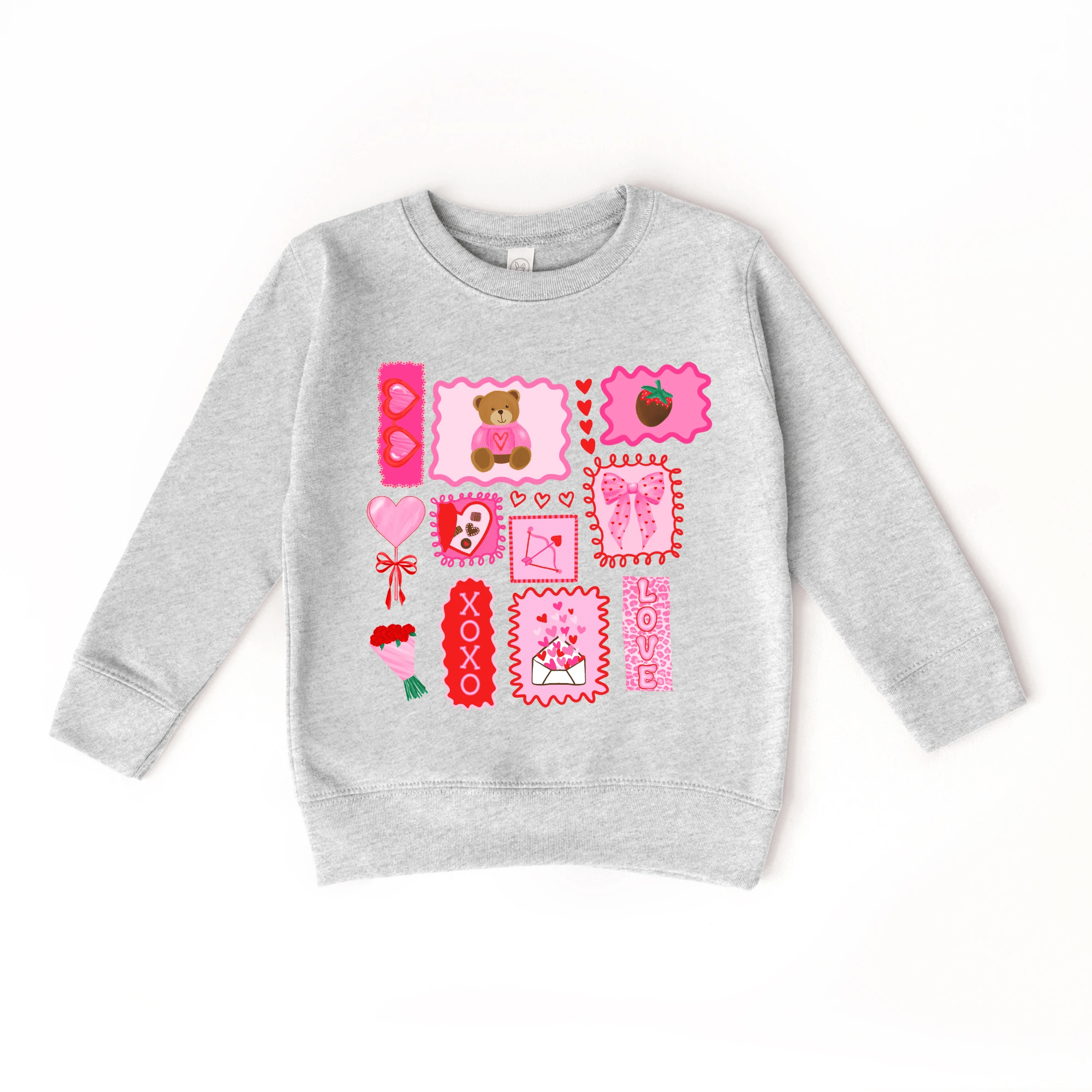 Valentine's Day Doodles XOXO toddler and youth Sweater, Valentine's Day collection by Benny and Ray Apparel
