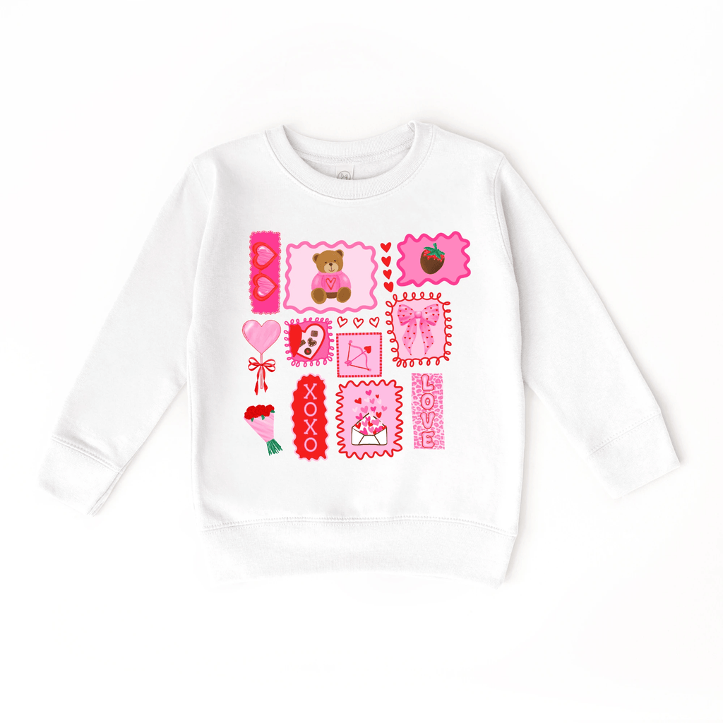 Valentine's Day Doodles XOXO toddler and youth Sweater, Valentine's Day collection by Benny and Ray Apparel
