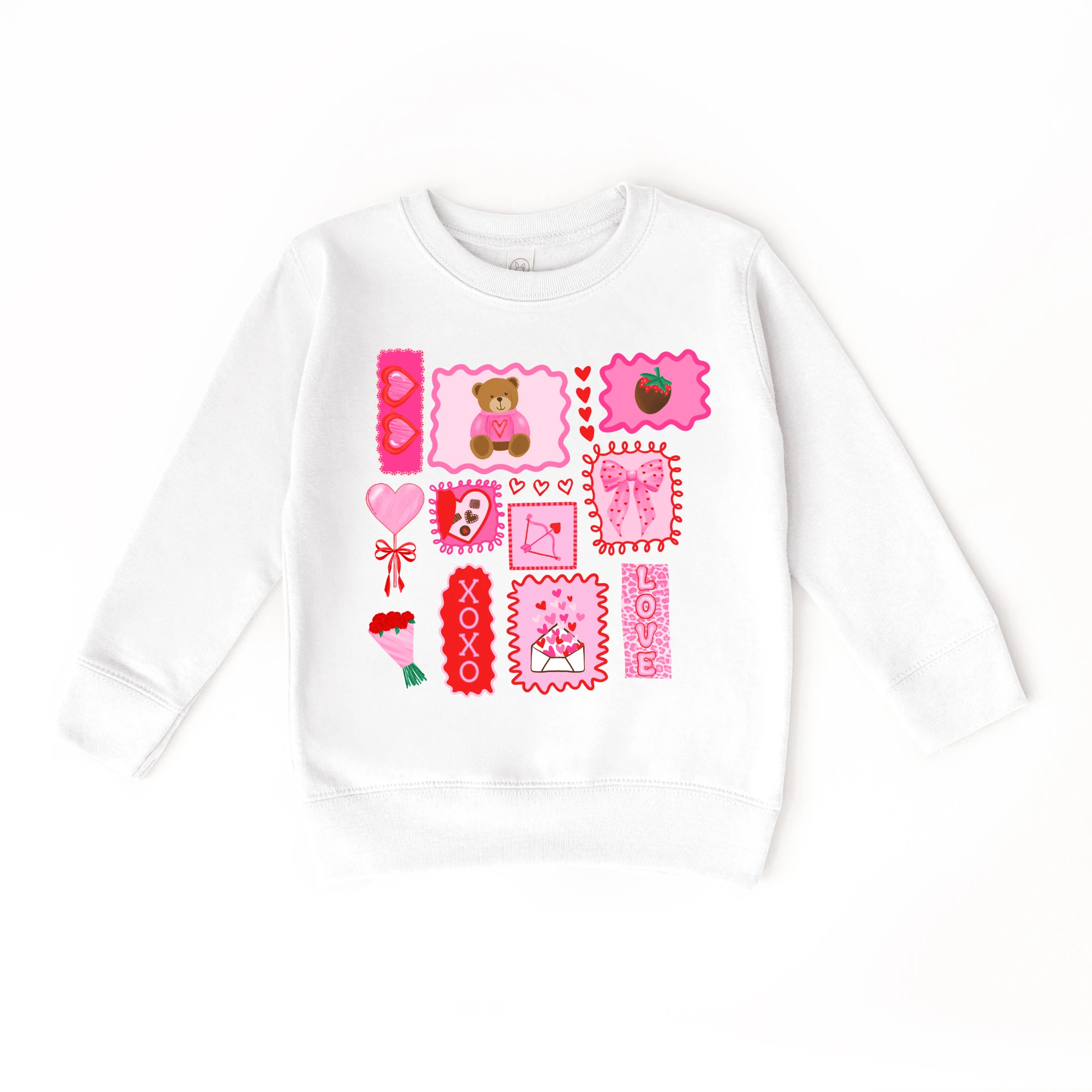 Valentine's Day Doodles XOXO toddler and youth Sweater, Valentine's Day collection by Benny and Ray Apparel