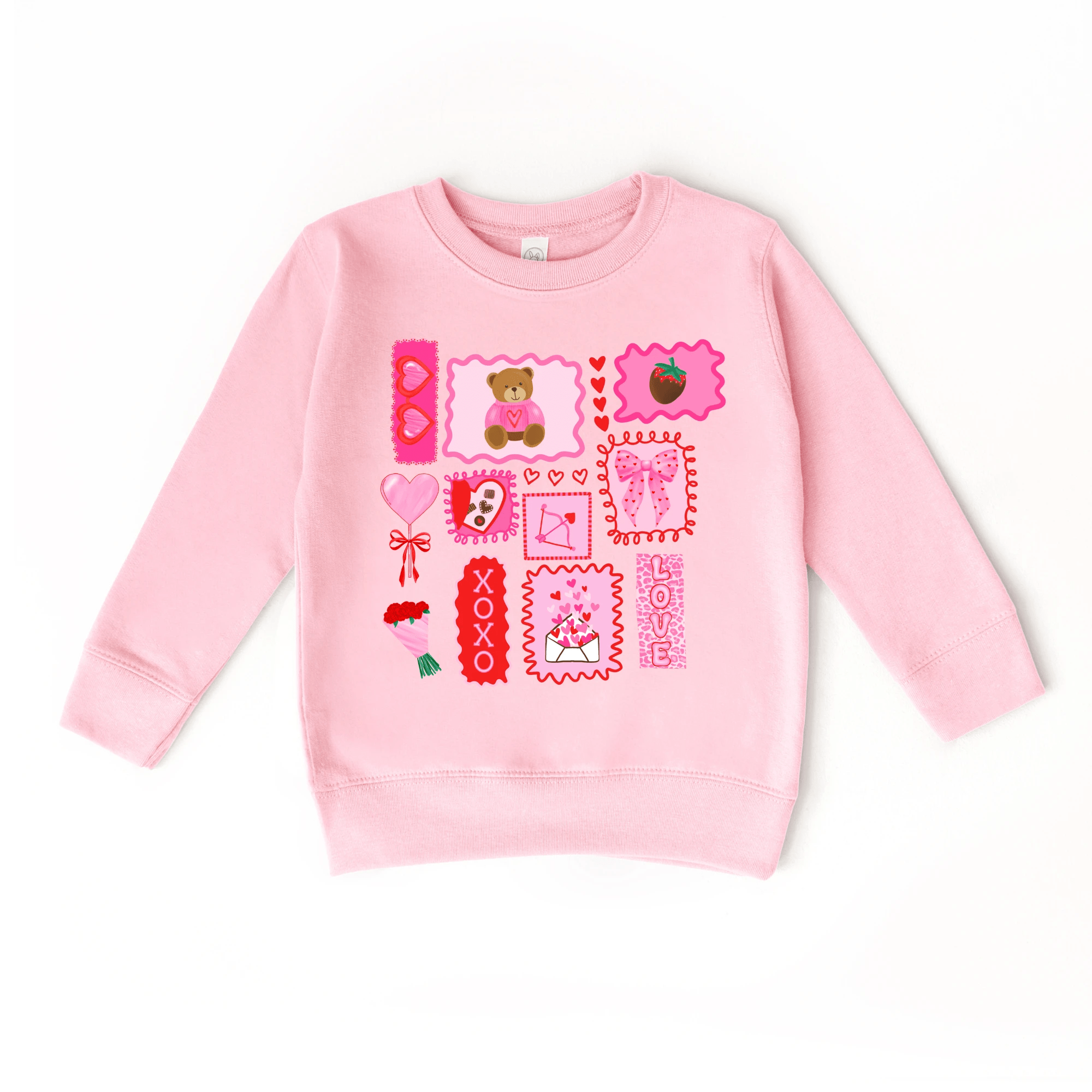 Valentine's Day Doodles XOXO toddler and youth Sweater, Valentine's Day collection by Benny and Ray Apparel