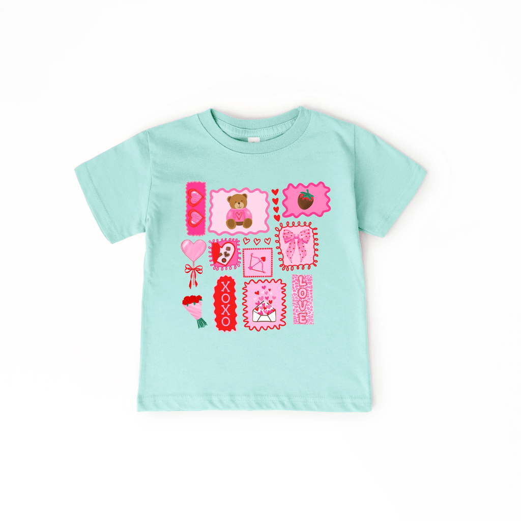 Valentine's Day Doodles XOXO toddler and youth tee shirt, Valentine's Day collection by Benny and Ray Apparel