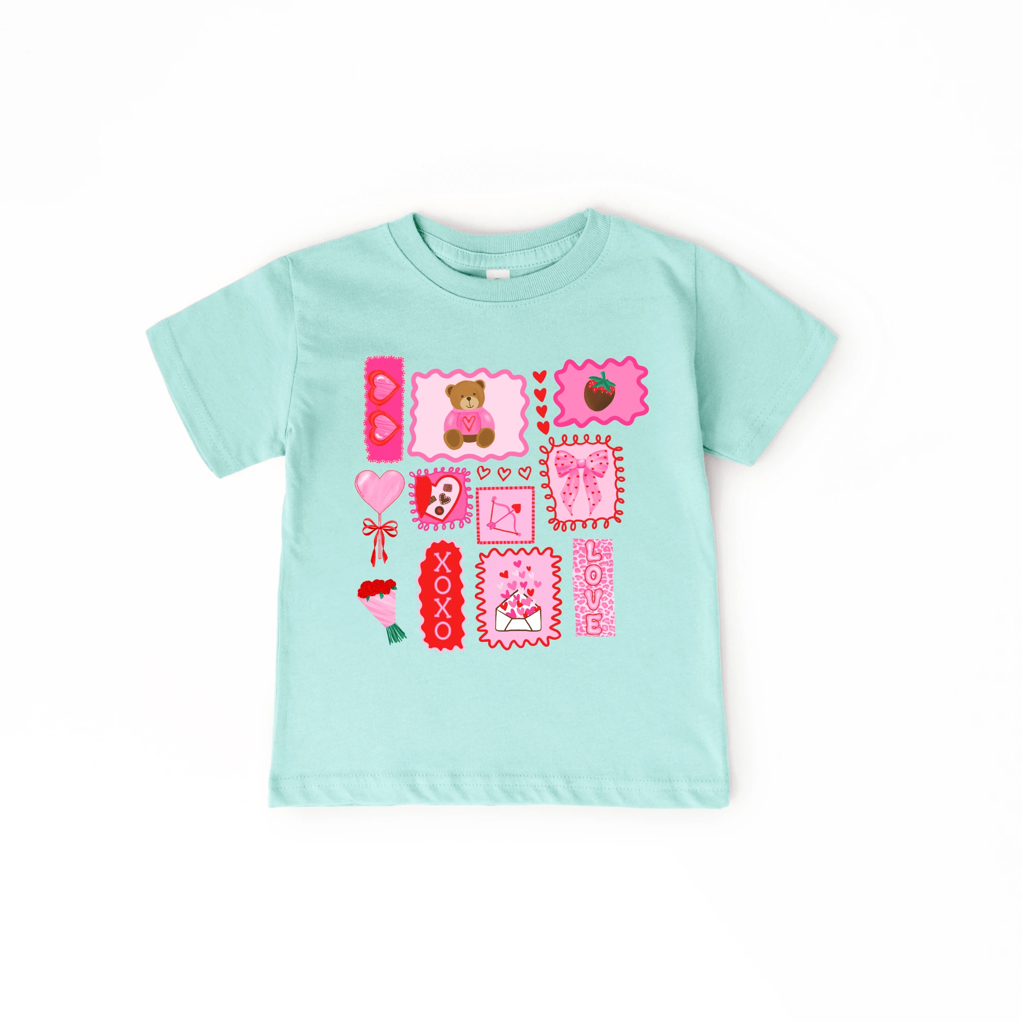 Valentine's Day Doodles XOXO toddler and youth tee shirt, Valentine's Day collection by Benny and Ray Apparel
