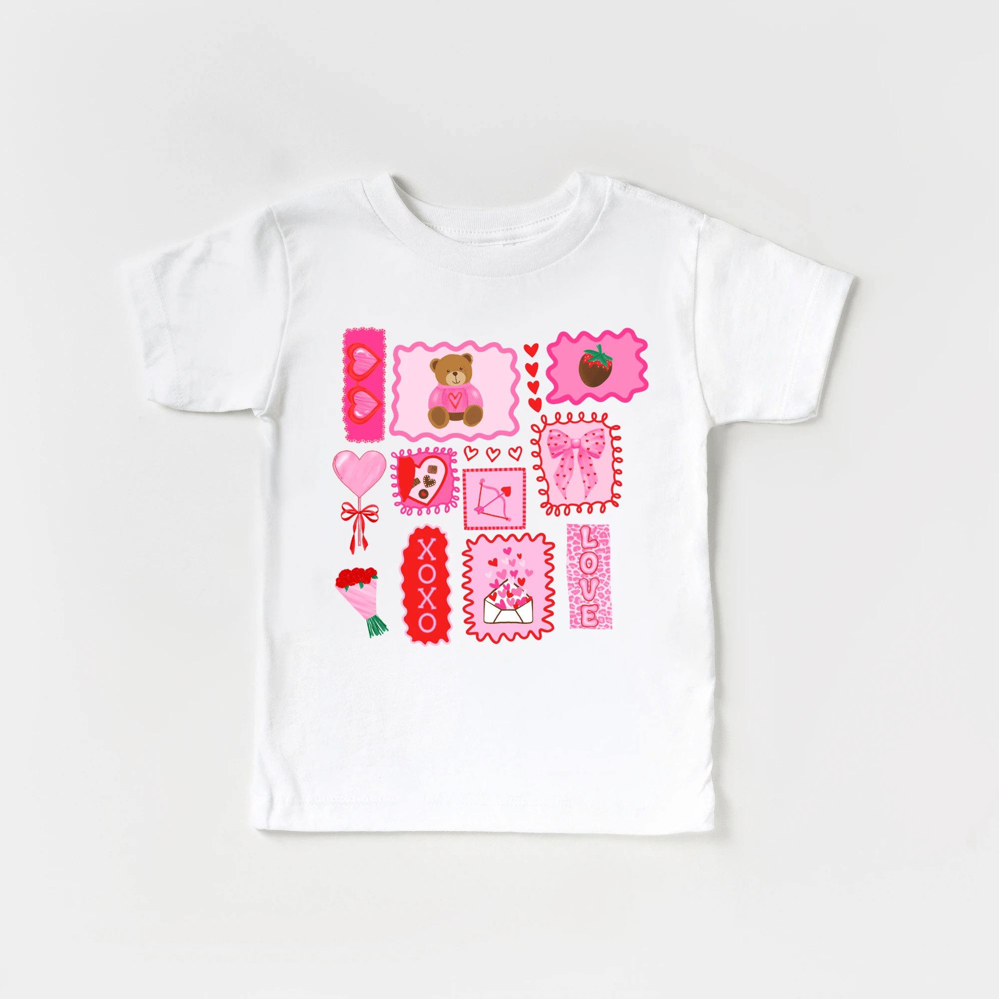 Valentine's Day Doodles XOXO toddler and youth tee shirt, Valentine's Day collection by Benny and Ray Apparel