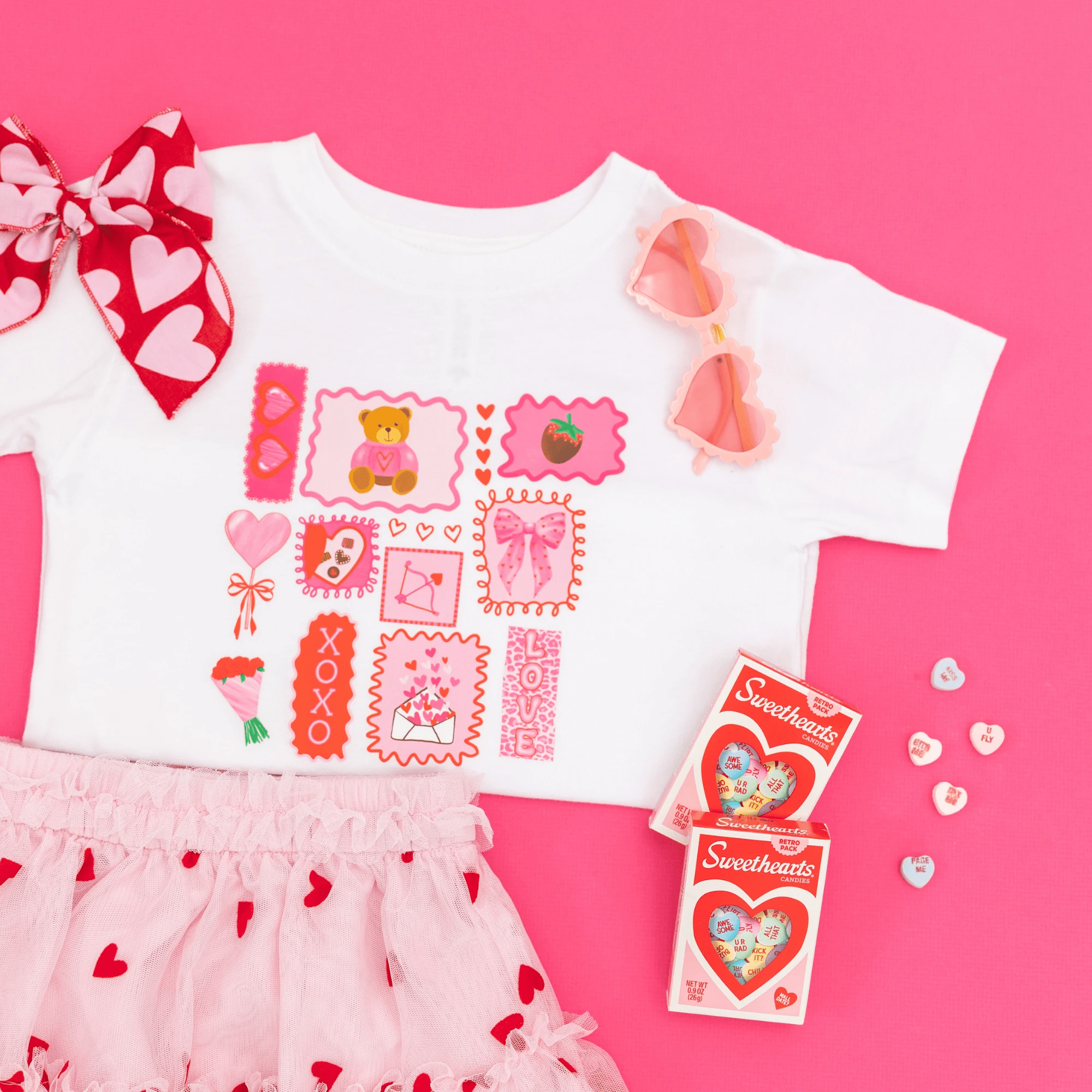 Valentine's Day Doodles XOXO toddler and youth tee shirt, Valentine's Day collection by Benny and Ray Apparel