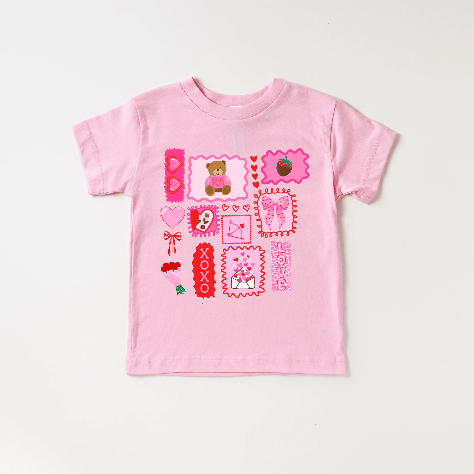 Valentine's Day Doodles XOXO toddler and youth tee shirt, Valentine's Day collection by Benny and Ray Apparel