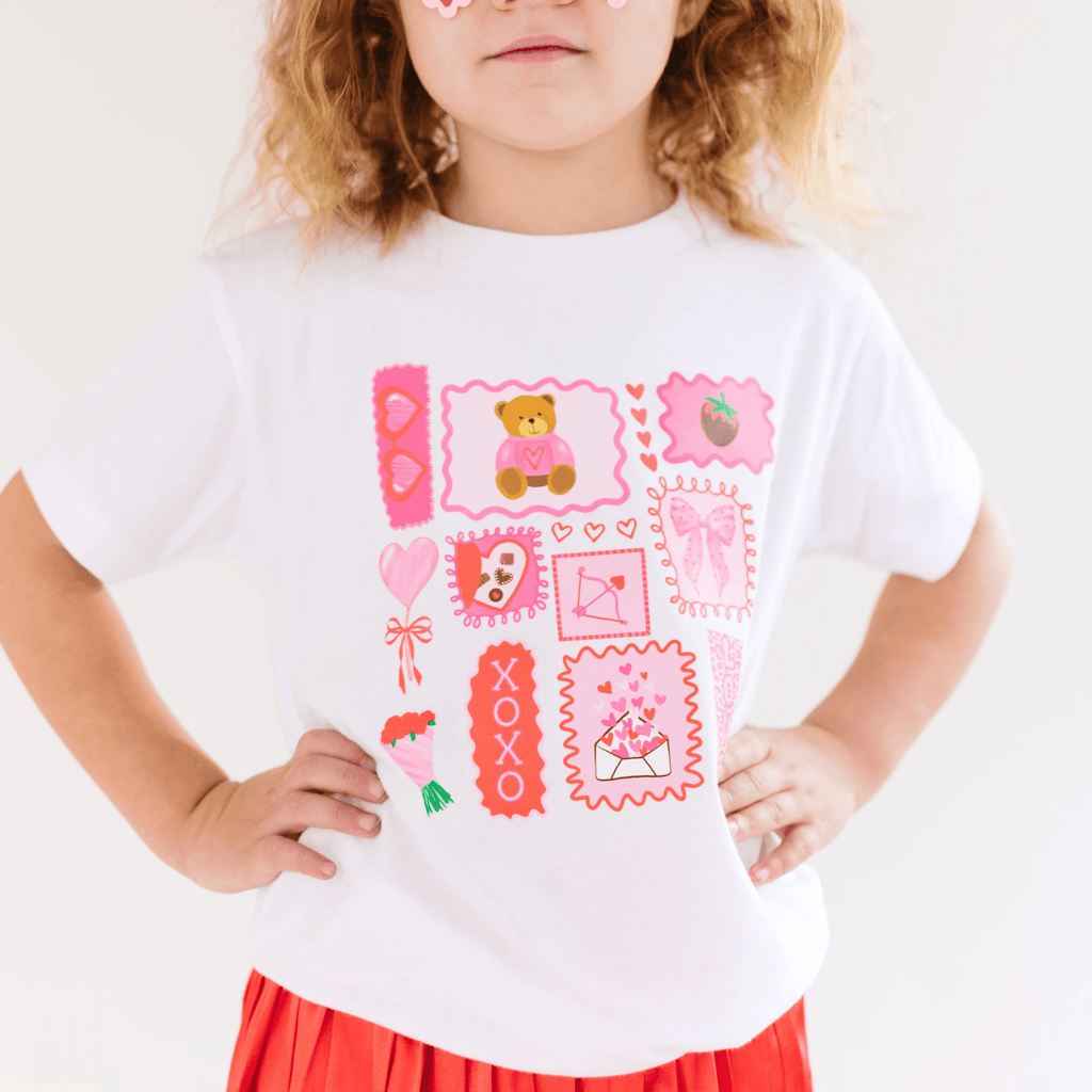 Valentine's Day Doodles XOXO toddler and youth tee shirt, Valentine's Day collection by Benny and Ray Apparel