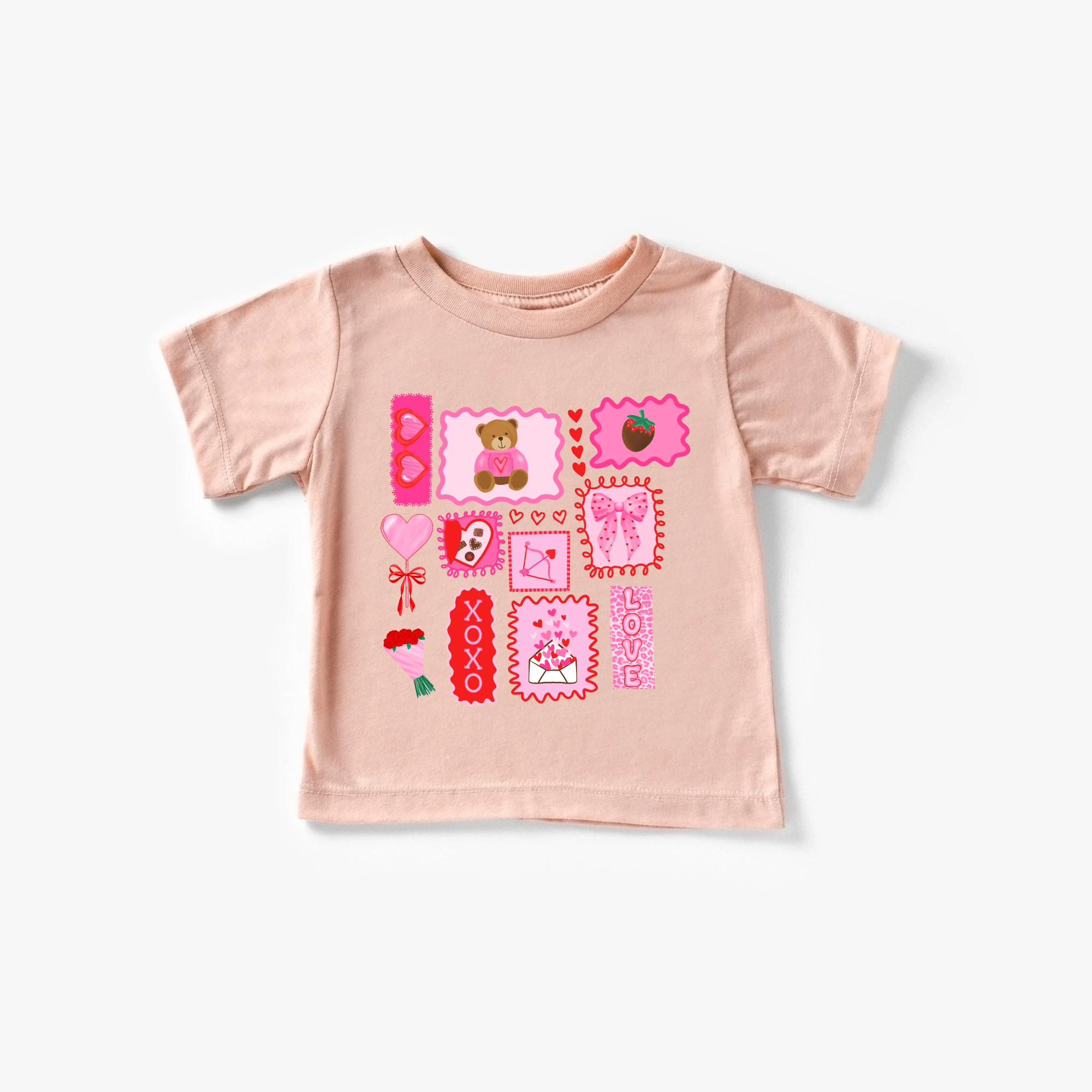Valentine's Day Doodles XOXO toddler and youth tee shirt, Valentine's Day collection by Benny and Ray Apparel