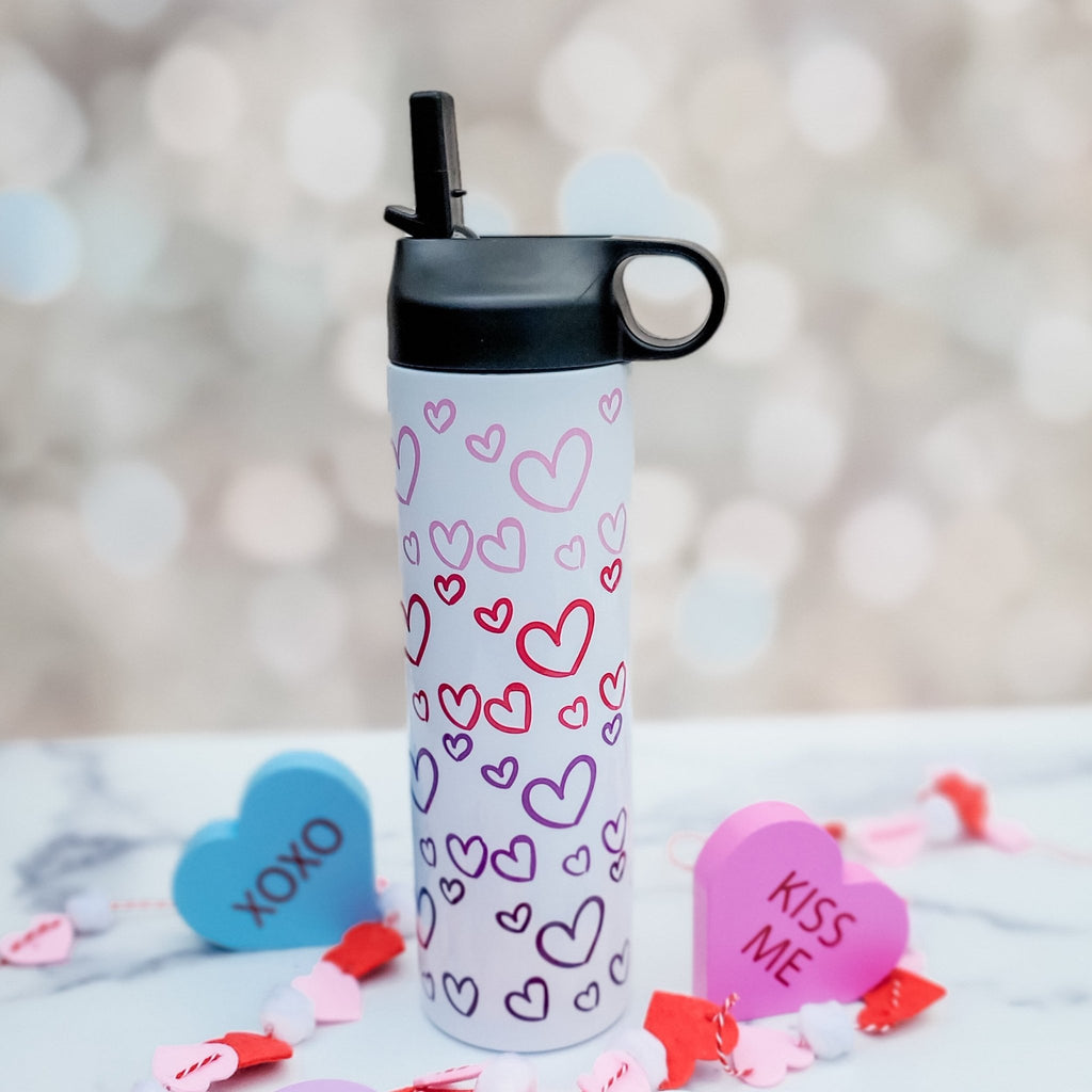 Valentine's Day Heart Ombre 20oz Water Bottle Drinkware La Vie Bien Valentine's Day Heart Ombre 20oz Water Bottle