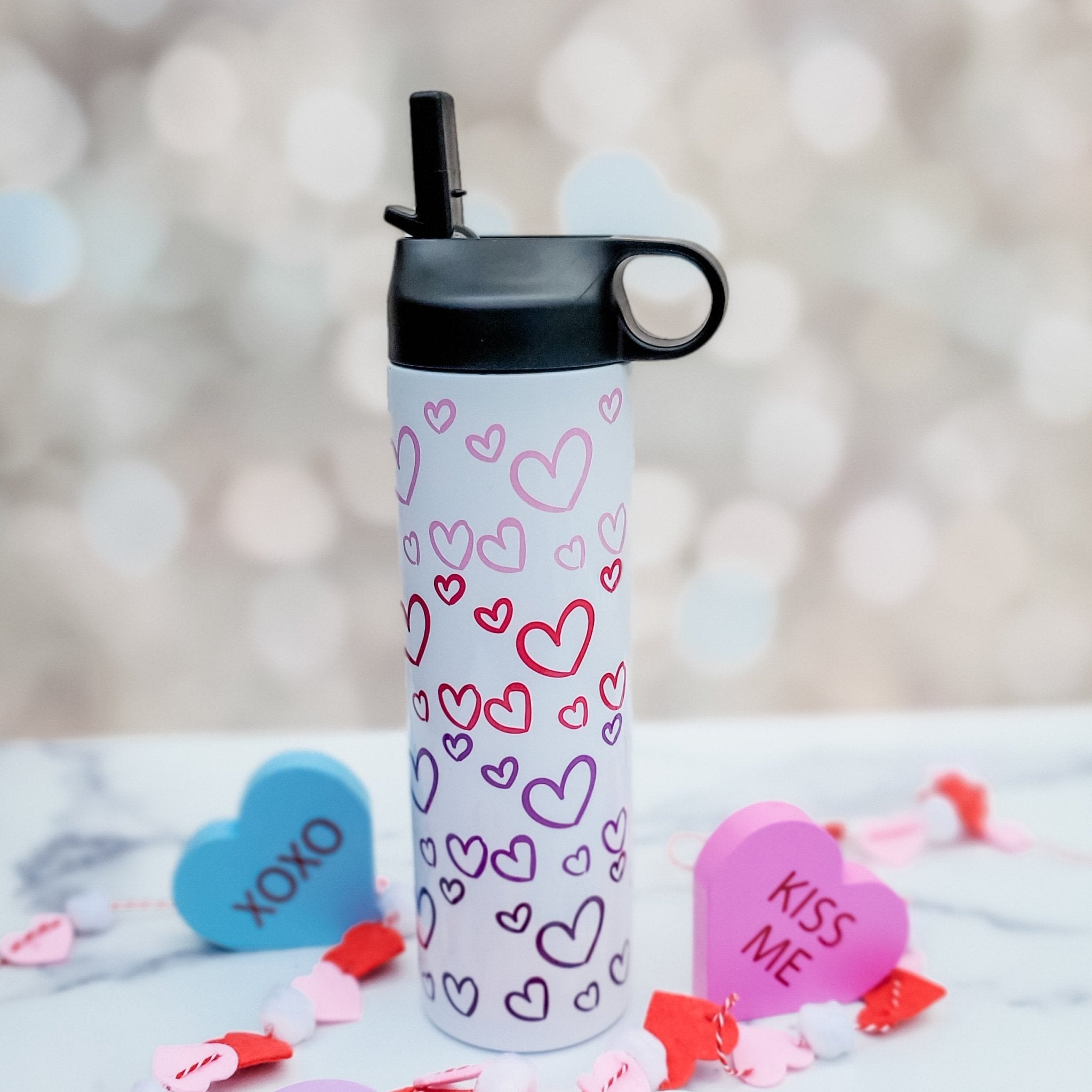 Valentine's Day Heart Ombre 20oz Water Bottle Drinkware La Vie Bien Valentine's Day Heart Ombre 20oz Water Bottle
