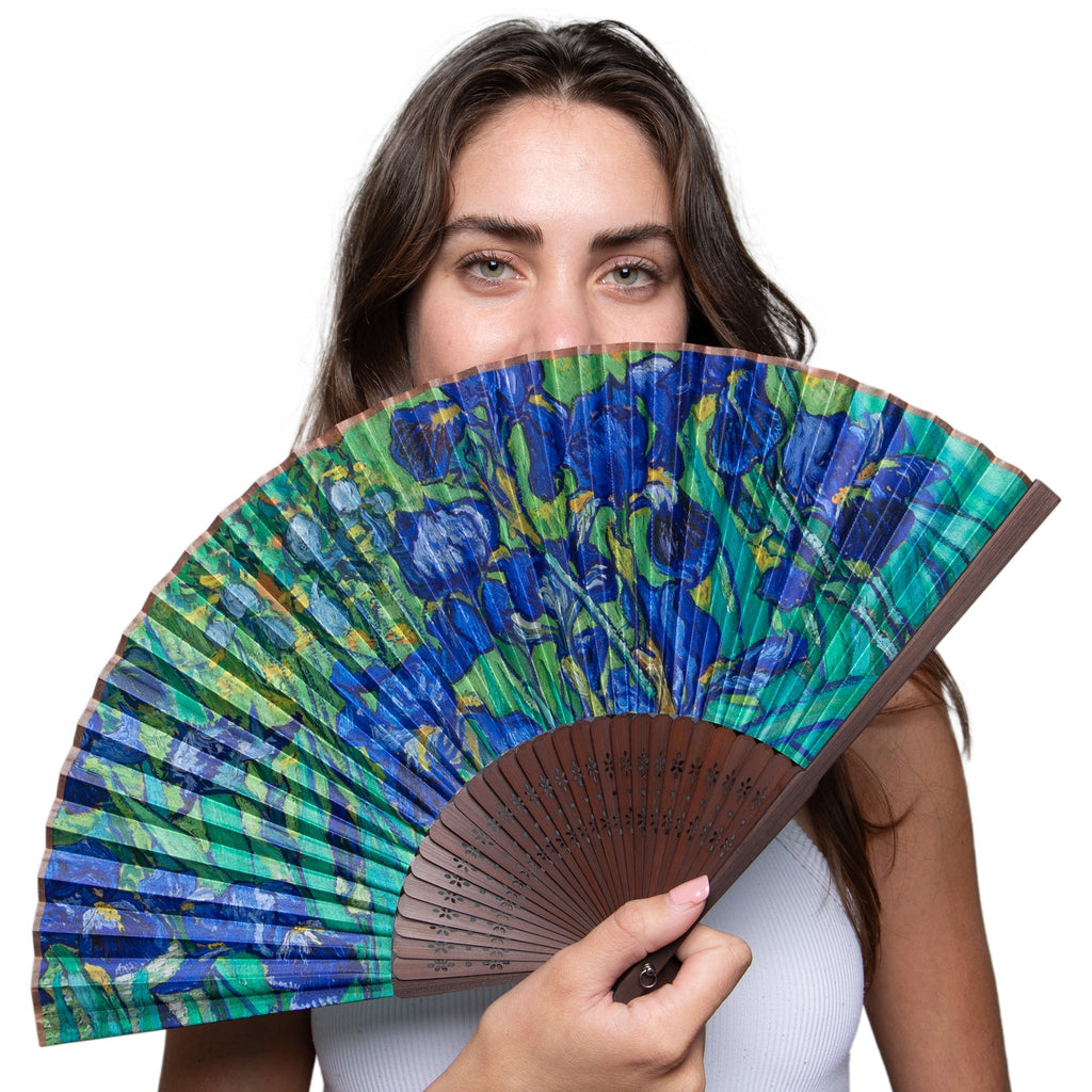 Van Gogh Irises Folding Hand Fan APPAREL La Vie Bien Van Gogh Irises Folding Hand Fan