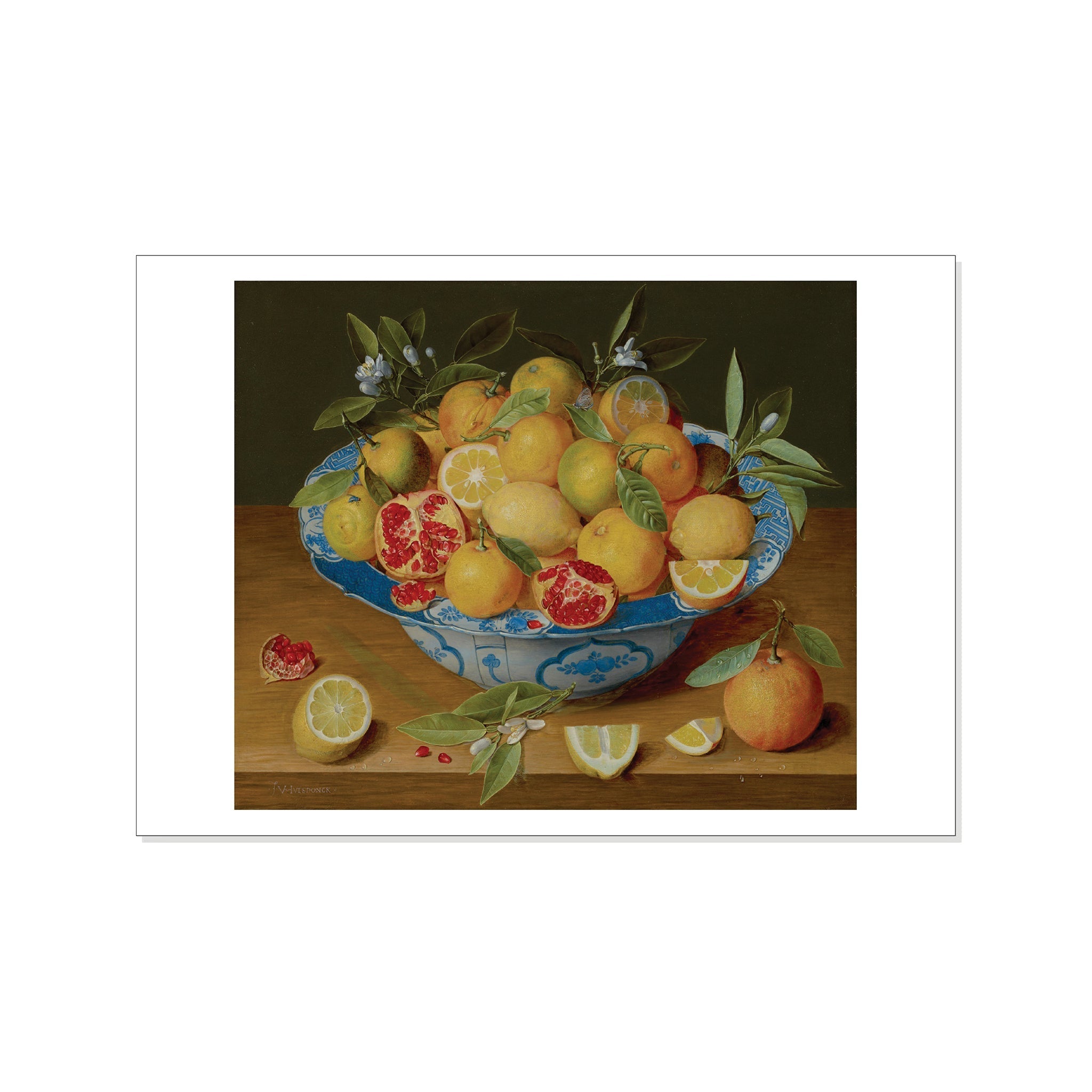 Van Hulsdonck - Still Life with Lemons, Oranges and a Pomegranate - Postcard STATIONERY La Vie Bien Van Hulsdonck - Still Life with Lemons, Oranges and a Pomegranate - Postcard