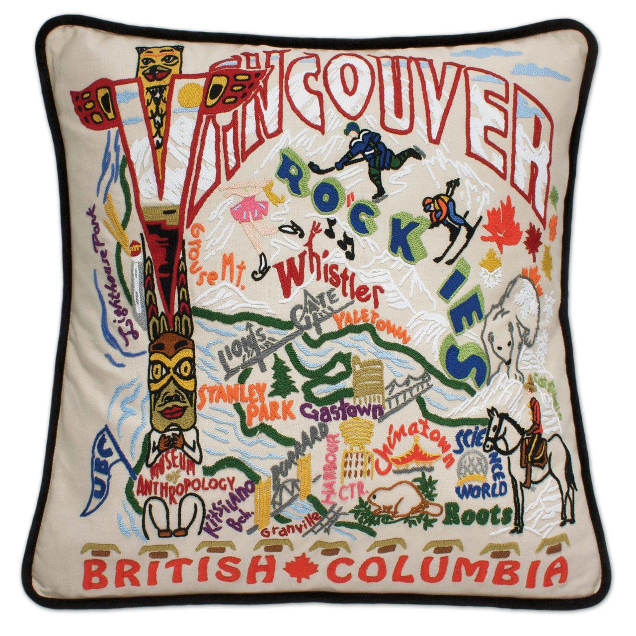 Vancouver, B.C. Hand - Embroidered Pillow Pillows La Vie Bien Vancouver, B.C. Hand - Embroidered Pillow