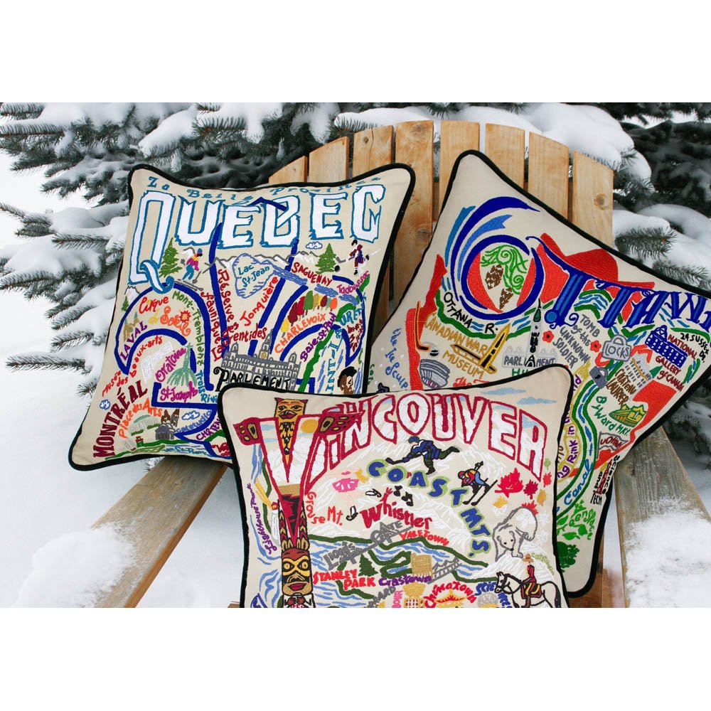 Vancouver Hand - Embroidered Pillow by CatStudio Pillows La Vie Bien Vancouver Hand - Embroidered Pillow by CatStudio