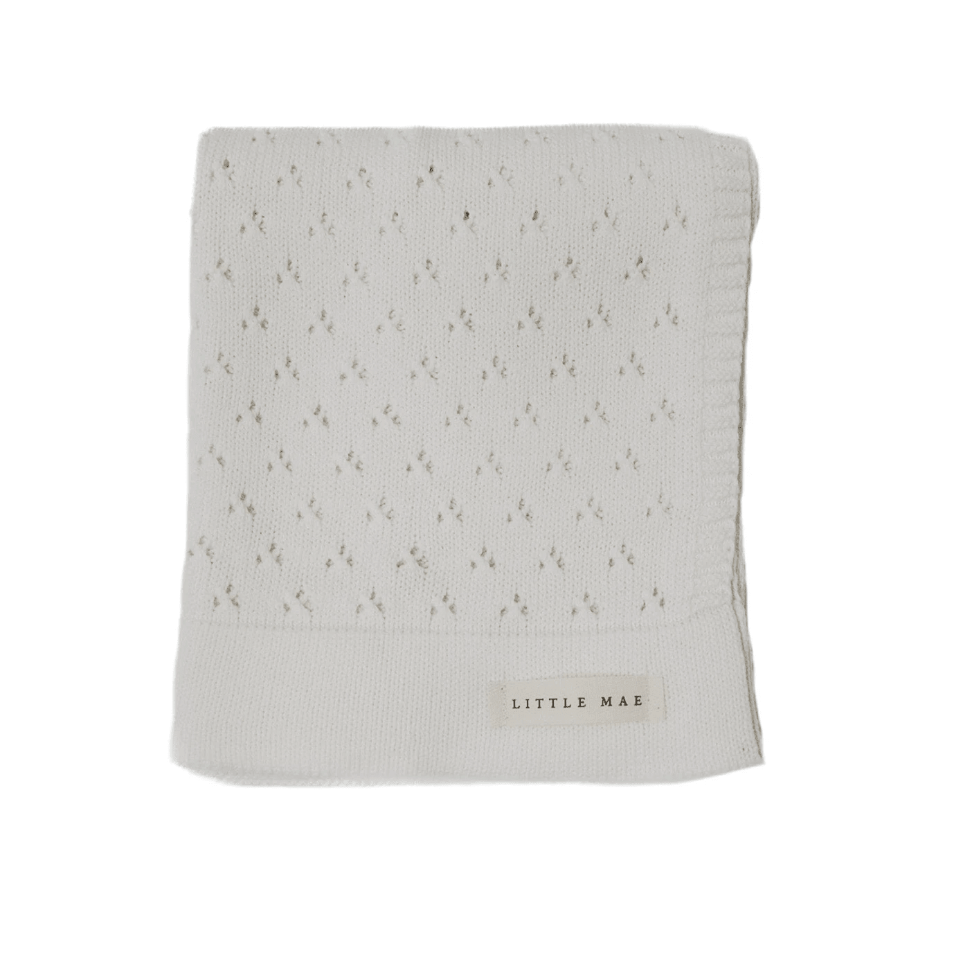 Vanilla White Pointelle Knit Blanket by Little Mae & Co