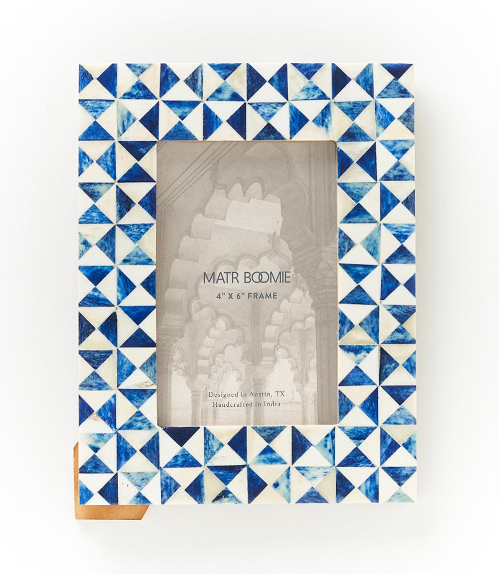 Varuna 4x6 Cobalt Picture Frame - Fair Trade Carved Bone HME stock line La Vie Bien Varuna 4x6 Cobalt Picture Frame - Fair Trade Carved Bone