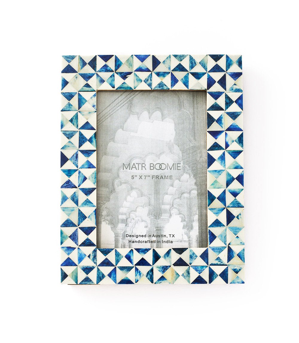 Varuna 5x7 Cobalt Picture Frame - Fair Trade Carved Bone HME stock line La Vie Bien Varuna 5x7 Cobalt Picture Frame - Fair Trade Carved Bone