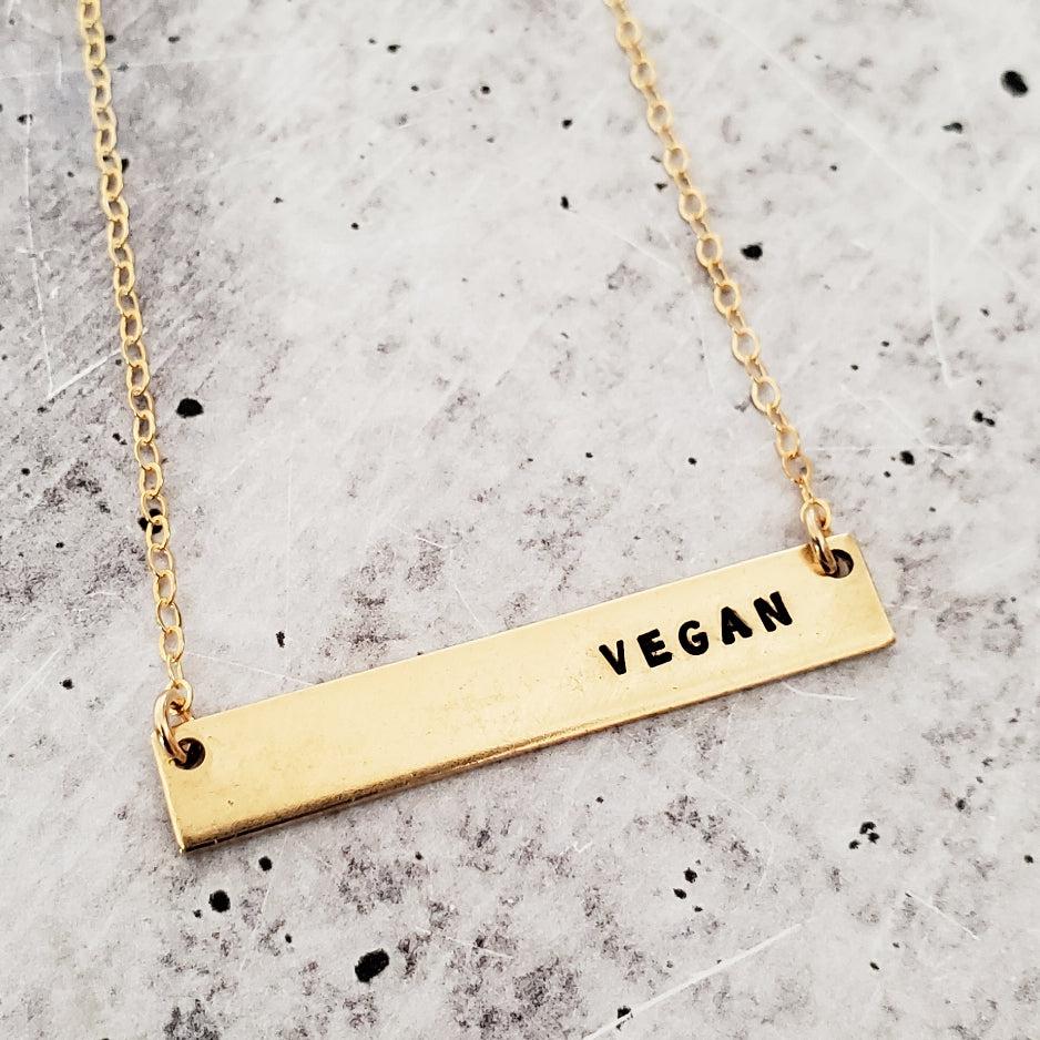 VEGAN Bar Necklace Stamped Necklaces La Vie Bien VEGAN Bar Necklace